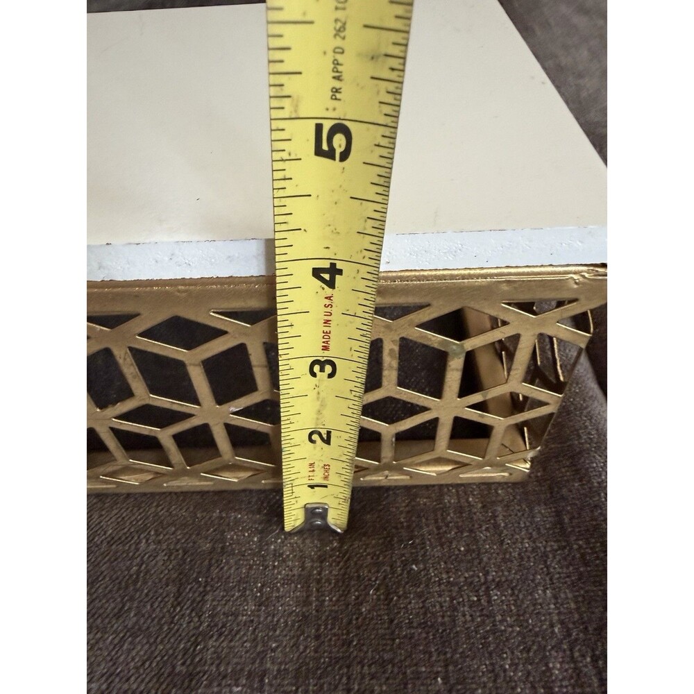 Floating Wall Shelf White Decorative Gold Cut Out Shabby Modern 18”L 4” Solid - Picture 6 of 16